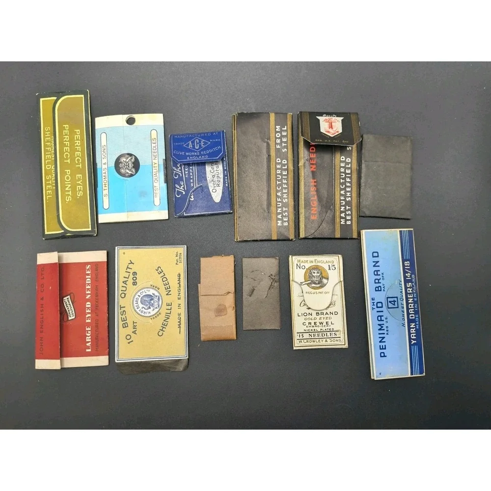 Vintage/Antique 1920s-1960s Sewing Needle Packets Lot of 12, England